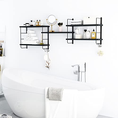 MXCSE Floating Shelves 5pcs Black Wall Mount