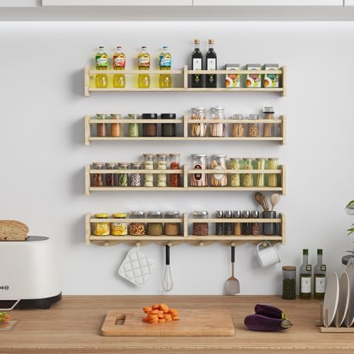 34 Inch Floating Bookshelf with 6 Hooks and Storage