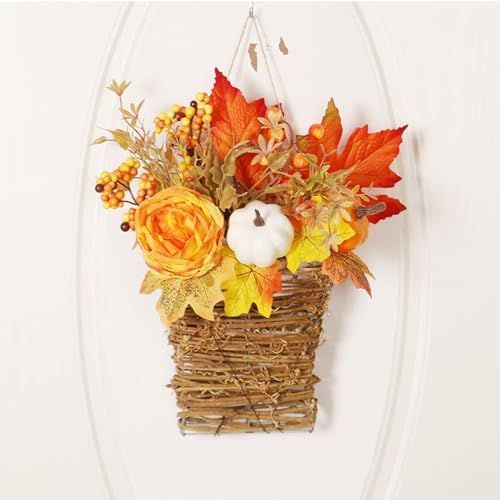 Thanksgiving Door Wreath with Peony and Pumpkin