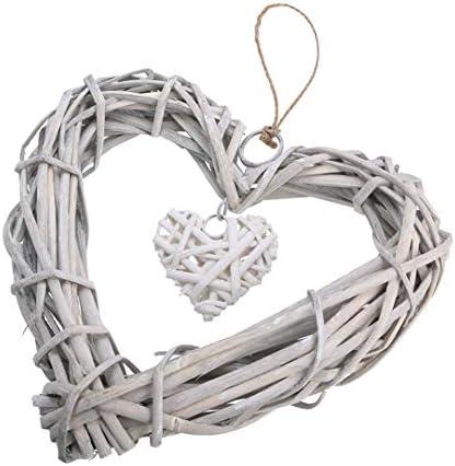 8 Inch Heart Shaped Wicker Wreath Wall Hanging