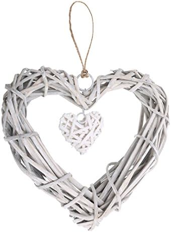 8 Inch Heart Shaped Wicker Wreath Wall Hanging