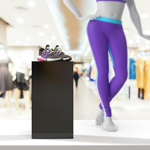 Black Acrylic Tall Display Pedestal 24 Inch 5 Sided Showcase Stand