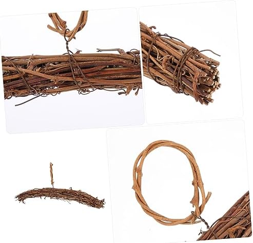 Amosfun 5pcs DIY Rattan Wreath Hanger Heart Shape Frame Front Door Garland Accessory