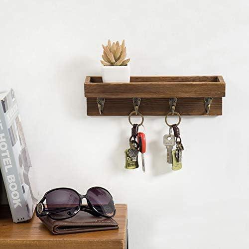 MyGift 10 Inch Floating Wall Shelf with Hooks