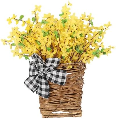 Hydrangea Door Wreath with Artificial Flowers and Rattan Basket