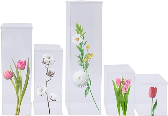 5 Pcs Clear Acrylic Pedestal Riser Display Boxes for Wedding and Exhibition Decor