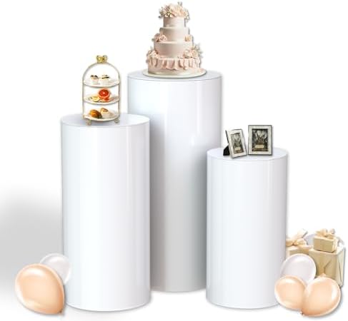 White Cylinder Stands 3pcs for Party Decor Events
