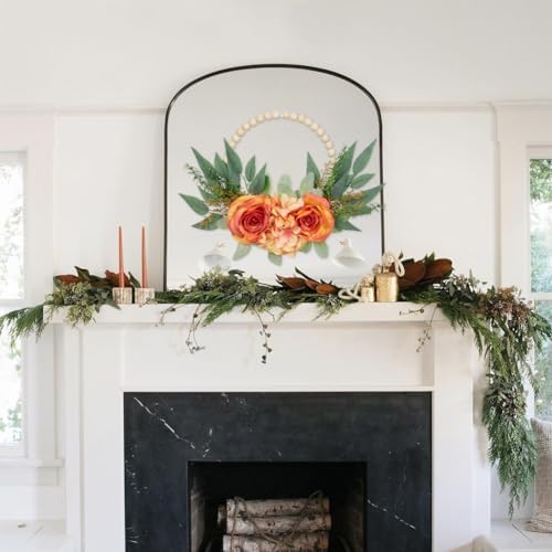 DILATATA Spring Wreaths Front Door Decor 2 Pack Orange