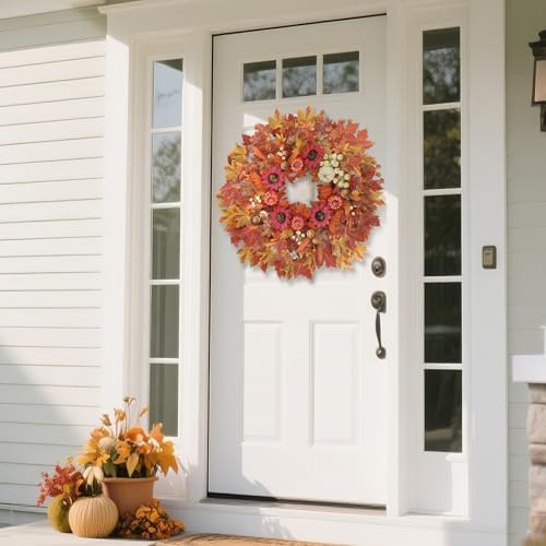 28 Inch Large Fall Wreath for Front Door Porch Window 1