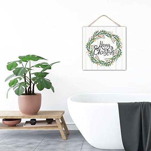 Winter Door Hanger Wreath Wooden Sign 12x12in