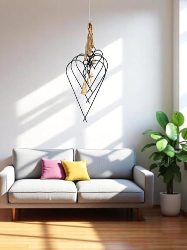 Mango Gifts Set of 4 Metal Heart Wall Art with Bells
