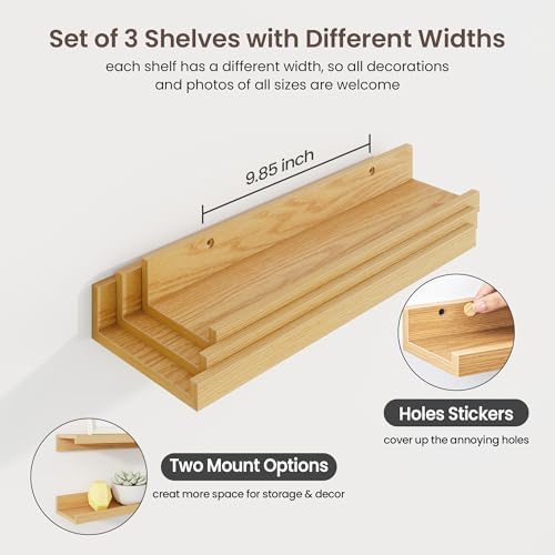 Axeman Floating Shelves Set of 3 - Rustic Wall Ledge Shelves 16 Inch