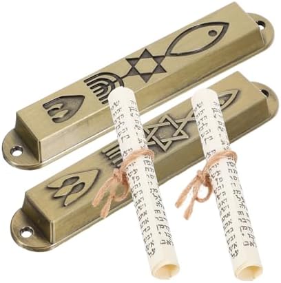 2pcs Retro Metal Mezuzah Decor Door Plaque