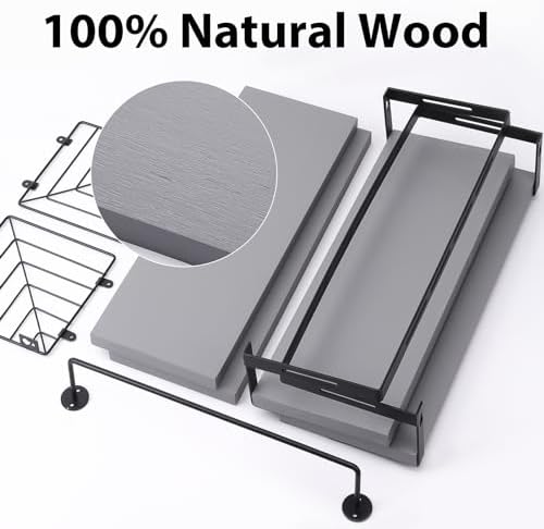 Fixwal 31 Tier Floating Bathroom Shelves with Towel Bar