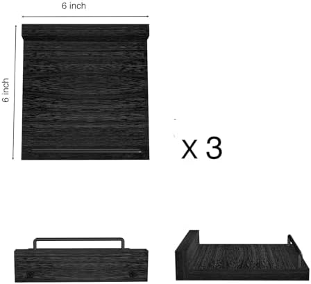 Small Floating Shelf 6x6 Inches Set of 3 Black