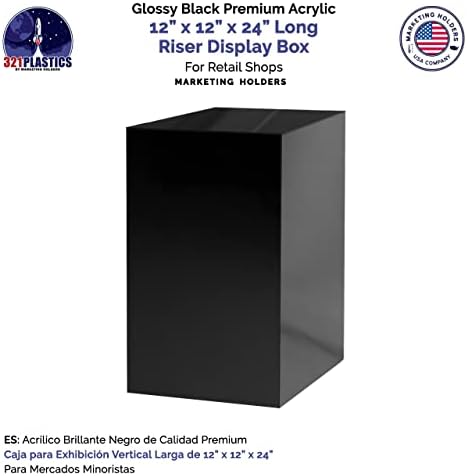 Black Acrylic Tall Display Pedestal 24 Inch 5 Sided Showcase Stand