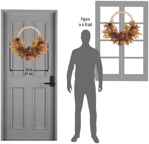 24 Inch Beaded Fall Wreath for Front Door