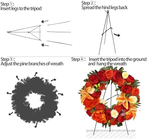 HENOMO Autumn Wreath with Stand 24 Inch Decorations for Gravesite