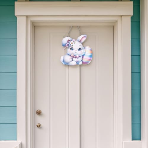 Wooden Bunny Wreath Door Dcor Multi-Seasonal Welcome Accessory