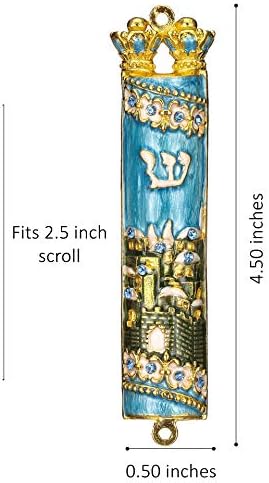 Matashi Hand Painted Mezuzah Gold Plated Jerusalem City Decor