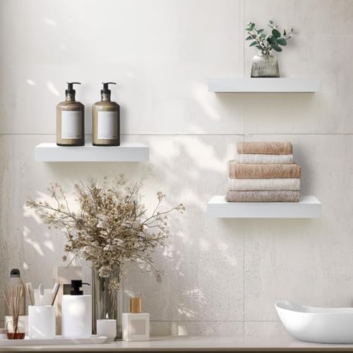 AHDECOR White Floating Shelves Set of 3