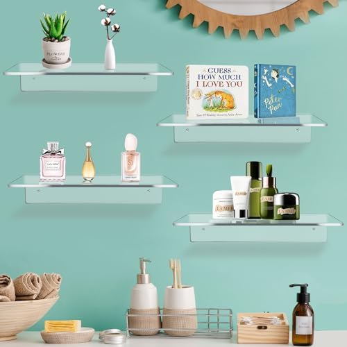 12 Inch L-Shaped Acrylic Floating Shelf 2 Pack