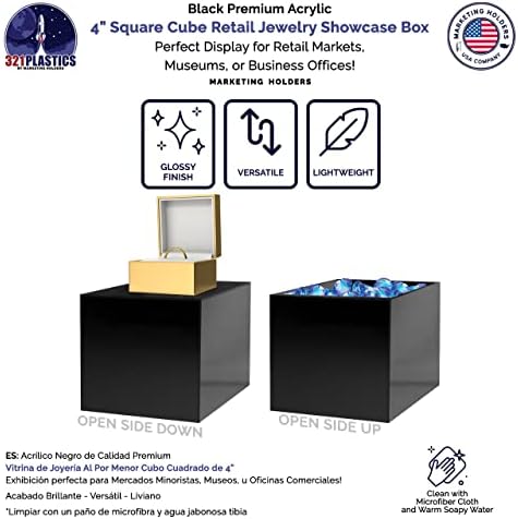 4 Pack Acrylic Display Riser Boxes with One Open Side