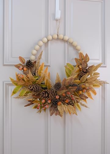 24 Inch Beaded Fall Wreath for Front Door