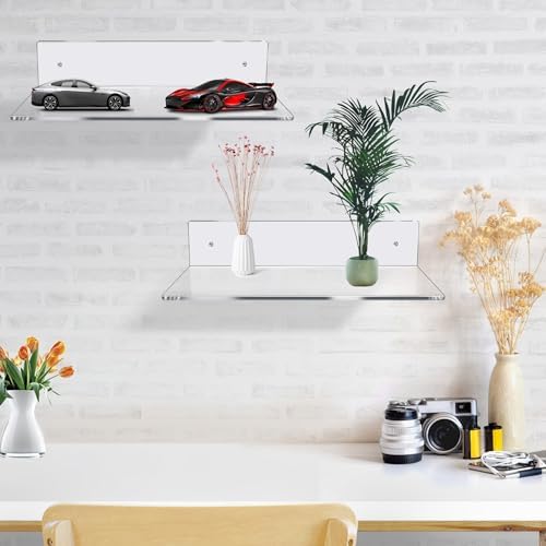 12 Inch L-Shaped Acrylic Floating Shelf 2 Pack