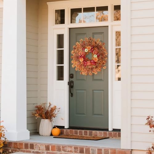 26 Fall Wreath for Front Door - Decorative Artificial Autumn Decor