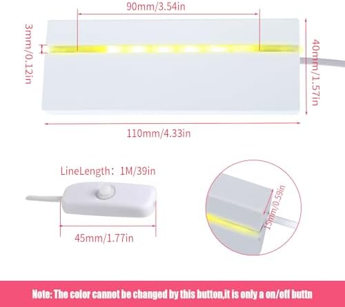 LED Light Display Pedestal 43 Inch Warm Rectangle Base Wooden Stand for Acrylic and Glass USB Switch Night Light 2 PCS