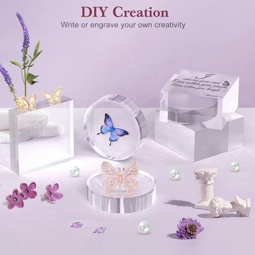 4 Piece Acrylic Display Stand Set Clear Cube Riser for Jewelry and Collectibles