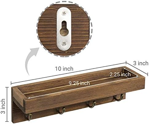 MyGift 10 Inch Floating Wall Shelf with Hooks