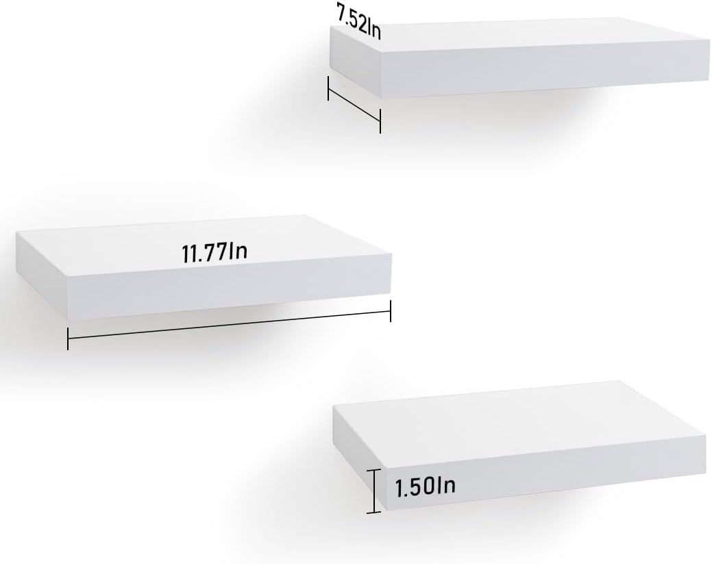 AHDECOR White Floating Shelves Set of 3