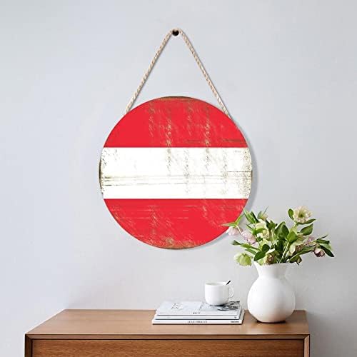 Farmhouse Front Door Hanger with Austria Flag Wood Sign
