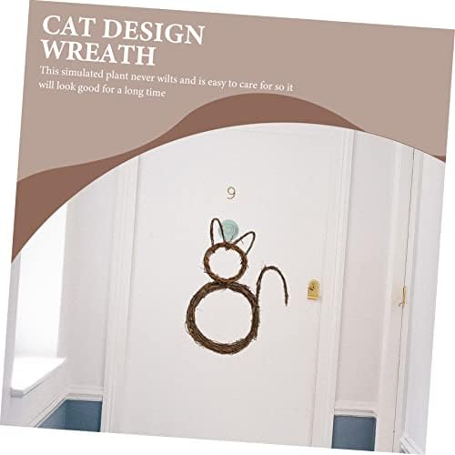 Wakauto Cat Halloween Rattan Wreath Door Decor