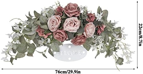 Artificial Rose and Eucalyptus Front Door Wreath with Welcome Sign