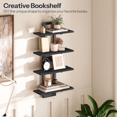 HOOBRO Floating Shelves Set of 2 15 Inch Black