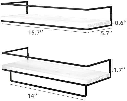 ZGO Floating Shelves Wall Set of 2 with Towel Rack