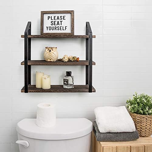 Mkono 3 Tier Floating Wall Shelf 17 Inch Rustic
