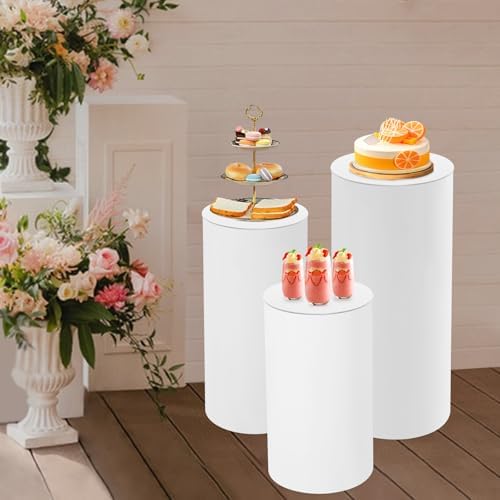 3Pcs Cylinder Pedestal Display Stand for Wedding Decor