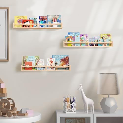 Birola 32 Inch Floating Bookshelf Set of 3
