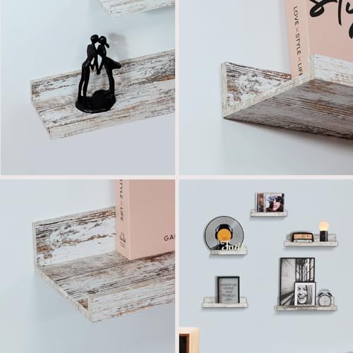 Walasis Rustic White Wall Mounted Floating Shelves