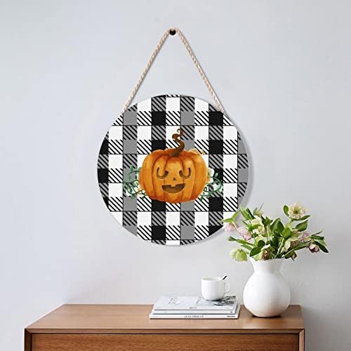 Halloween Pumpkin Wood Sign 10x10in Front Door Decor