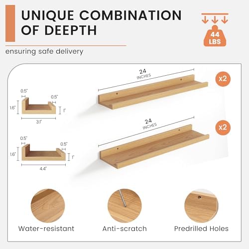 FLYJOE 4-Tier Floating Shelf Set for Wall