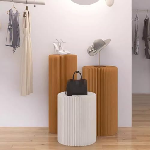 Foldable Cardboard Column Display Pedestal Roman Pillar Cake Stand with Acrylic Disc