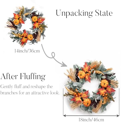 Valery Madelyn 18 Inch Autumn Wreath with Lights