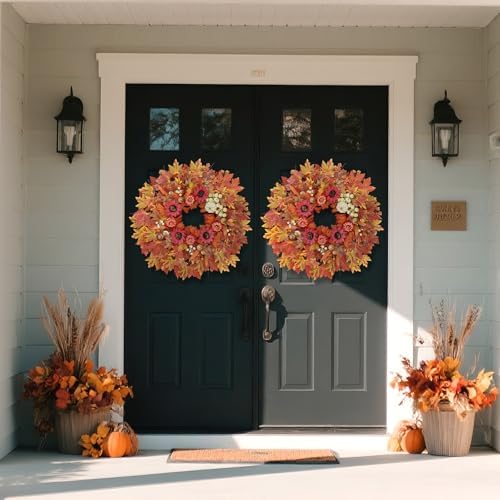28 Inch Large Fall Wreath for Front Door Porch Window 1