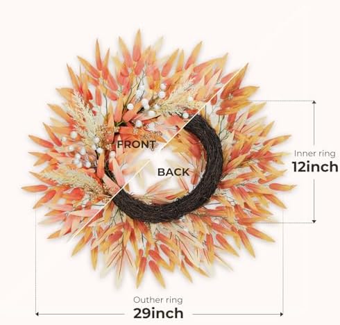 Fall Wreaths for Front Door with Leaves Decor