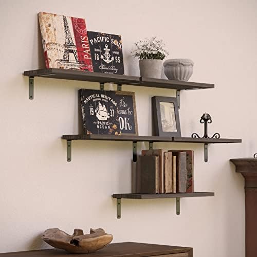 RICHER HOUSE Floating Shelves Set of 5 Deep Brown